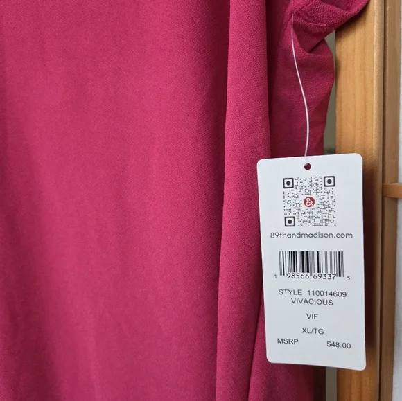 NWT WOMENS 89THANDMADISON PINK SLEEVELESS EMBELLISHED PULLOVER BLOUSE SIZE XL - Picture 4 of 5